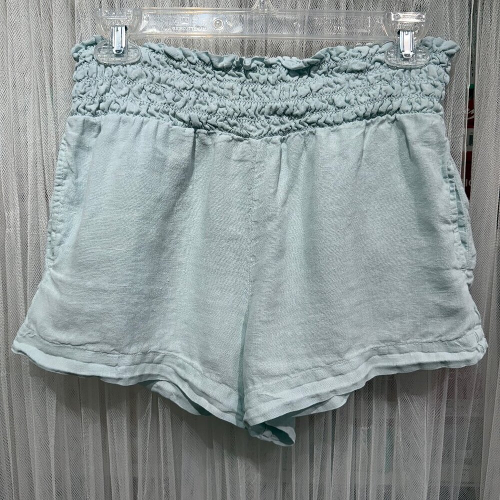 cloth & stone Pale Aqua High-Waist Smocked Shorts